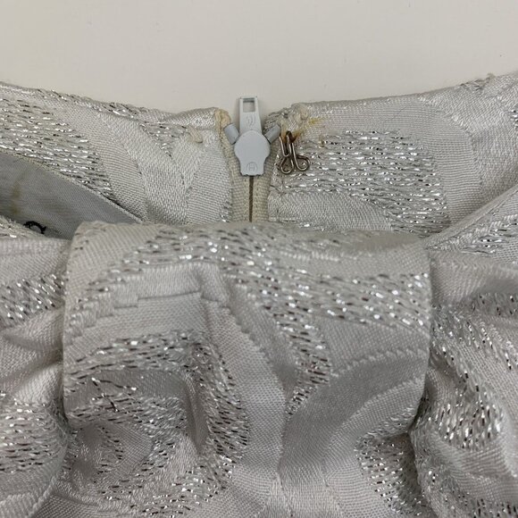 Vintage Dress White Silver Mod Shift Bow Formal Bleeker St Size 12 Union Made - Picture 5 of 9